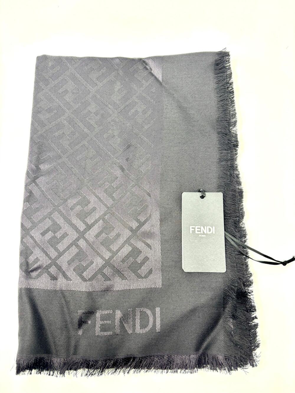 FENDI FF Zucca Monogram Shawl Wrap Scarf Silk/Wool NWT